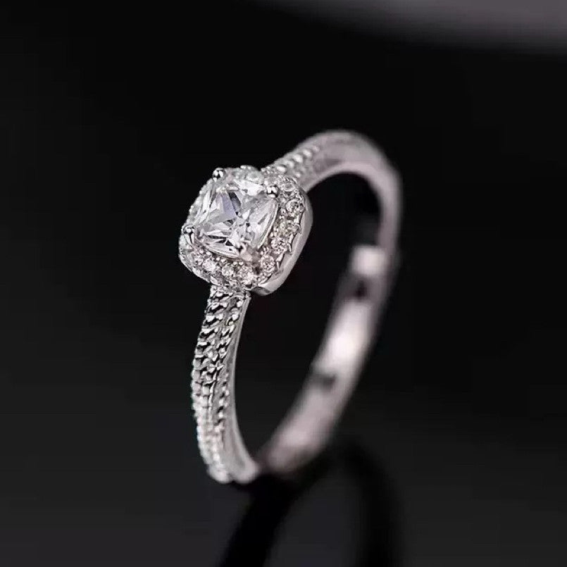 925 Sterling Silver Cubic Zirconia Adjustable Ring Women Girls Jewellery Gift
