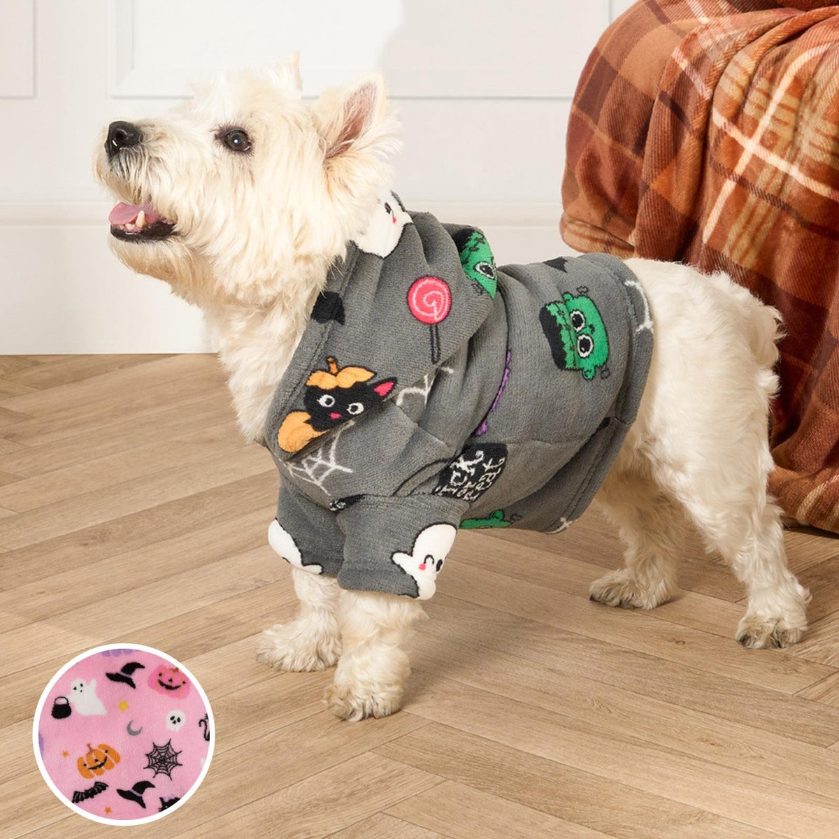 OHS Dog Hoodie Blanket Halloween Winter Warm Sherpa Fleece Soft Jumper Puppy
