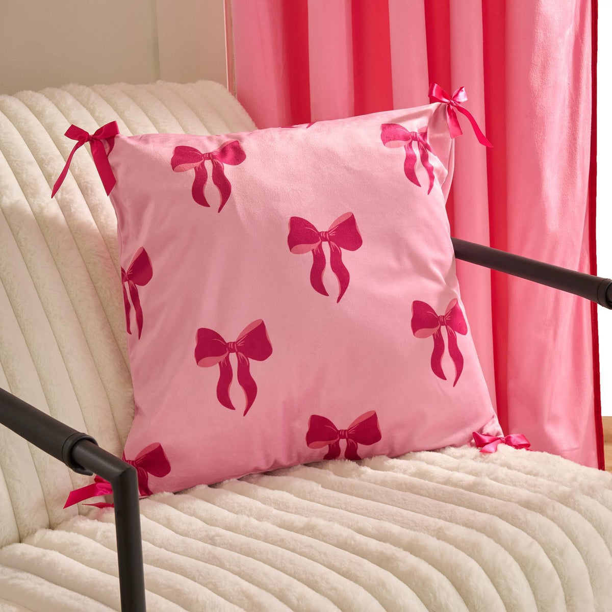 OHS Bows Cushion Covers Matte Velvet Living Room Square Pillowcases Home Decor