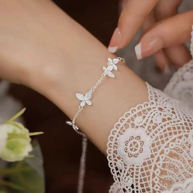 925 Sterling Silver Beautiful Butterfly Linked Bracelet Women Jewellery Gift UK