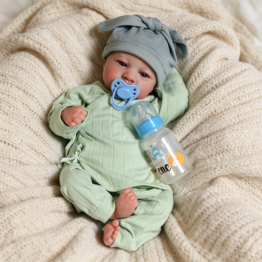 18" Reborn Dolls Lifelike Baby Boy Silicone Vinyl Handmade Newborn Doll Gift Toy