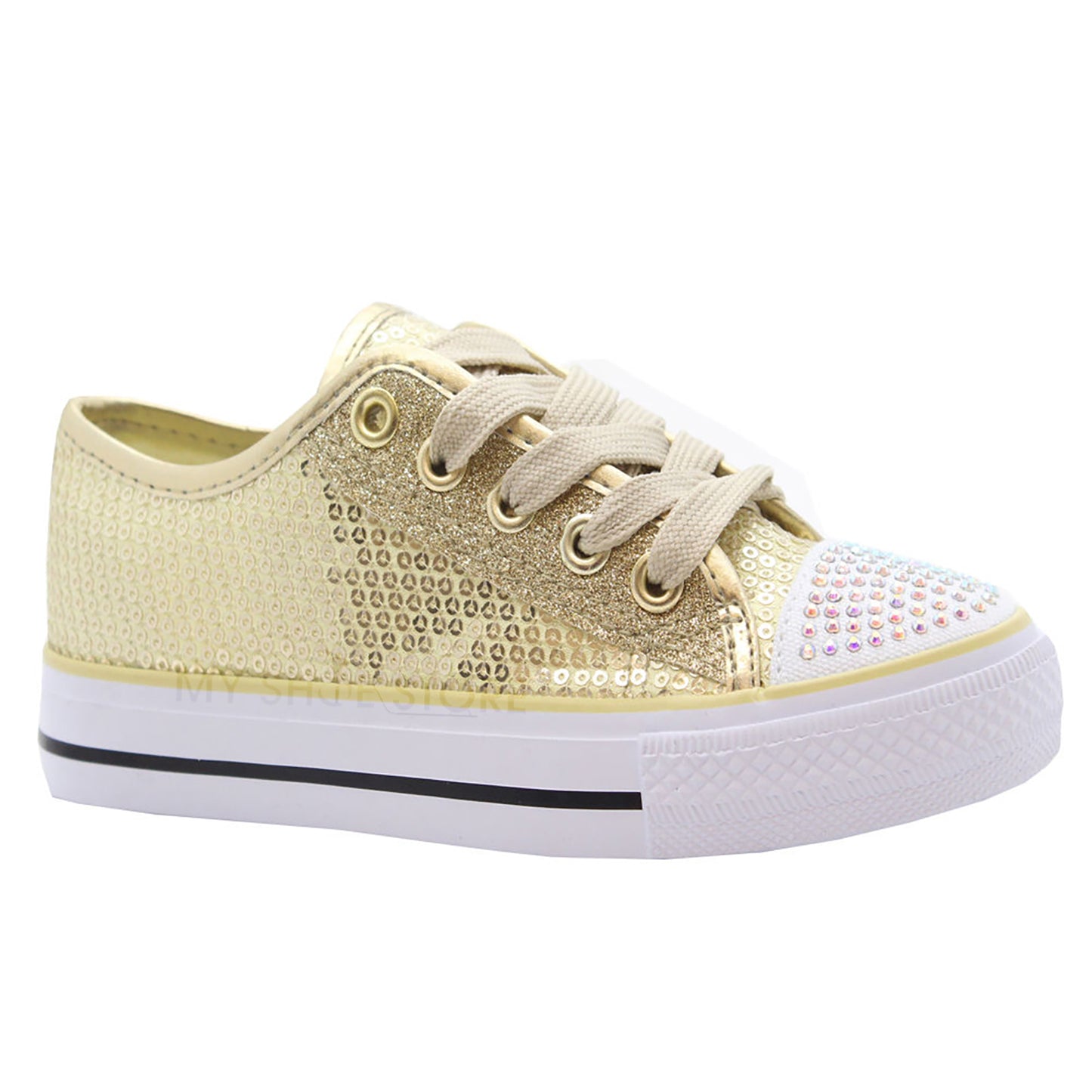 GIRLS DIAMANTE CANVAS SHOES CHILDRENS CASUAL PUMPS PLIMSOLLS SNEAKERS TRAINERS