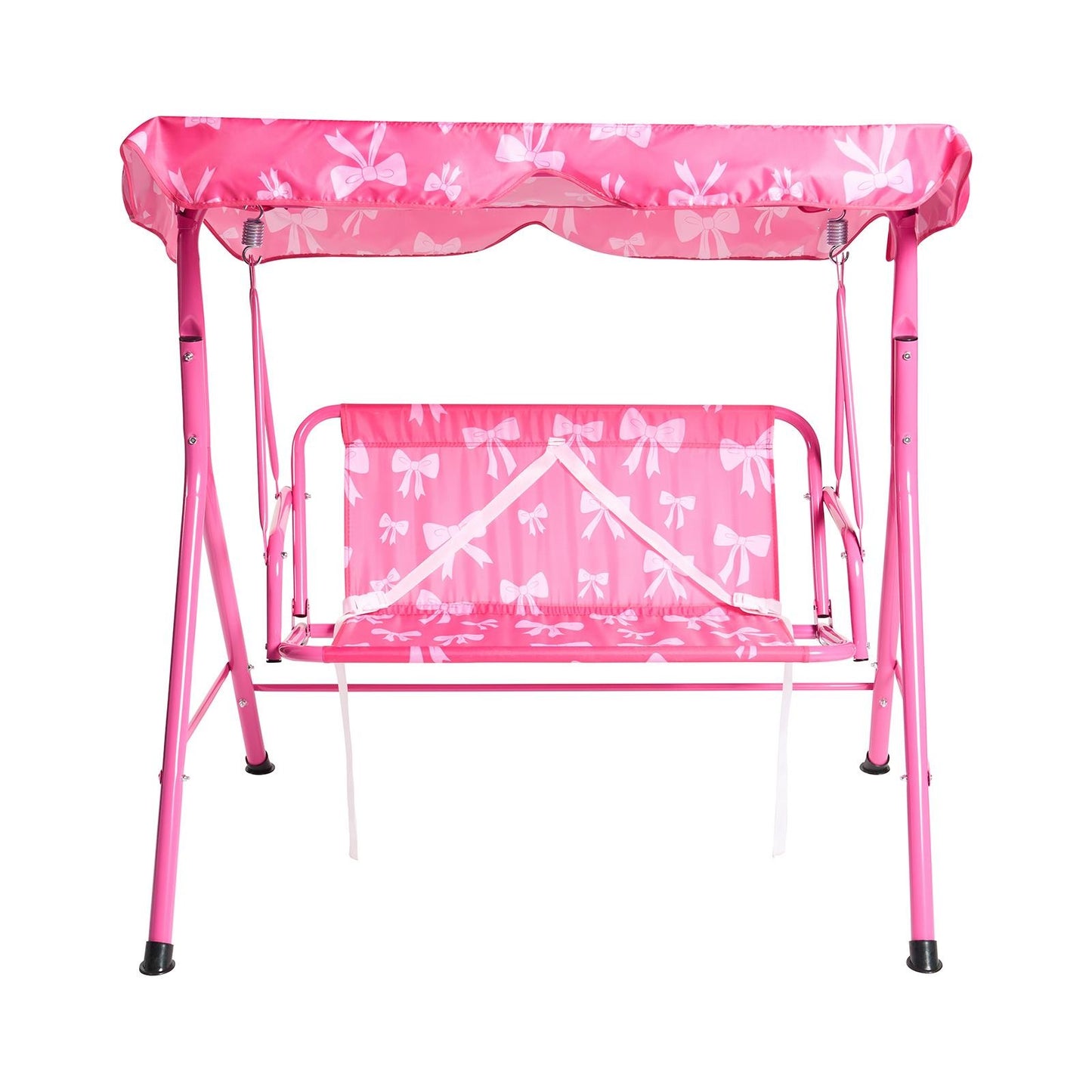 OHS Kids Swing Bench Canopy Bows 2 Seater Garden Outdoor Patio Play Set