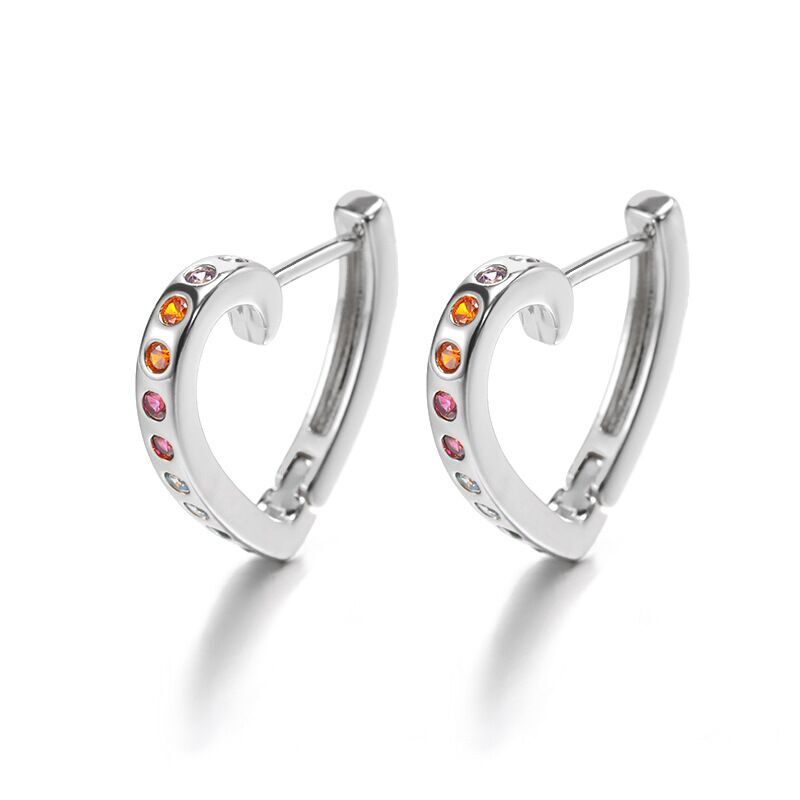 Women Girls Crystal Love Heart Hoop Earrings 18K Gold Plated Jewellery Gift UK