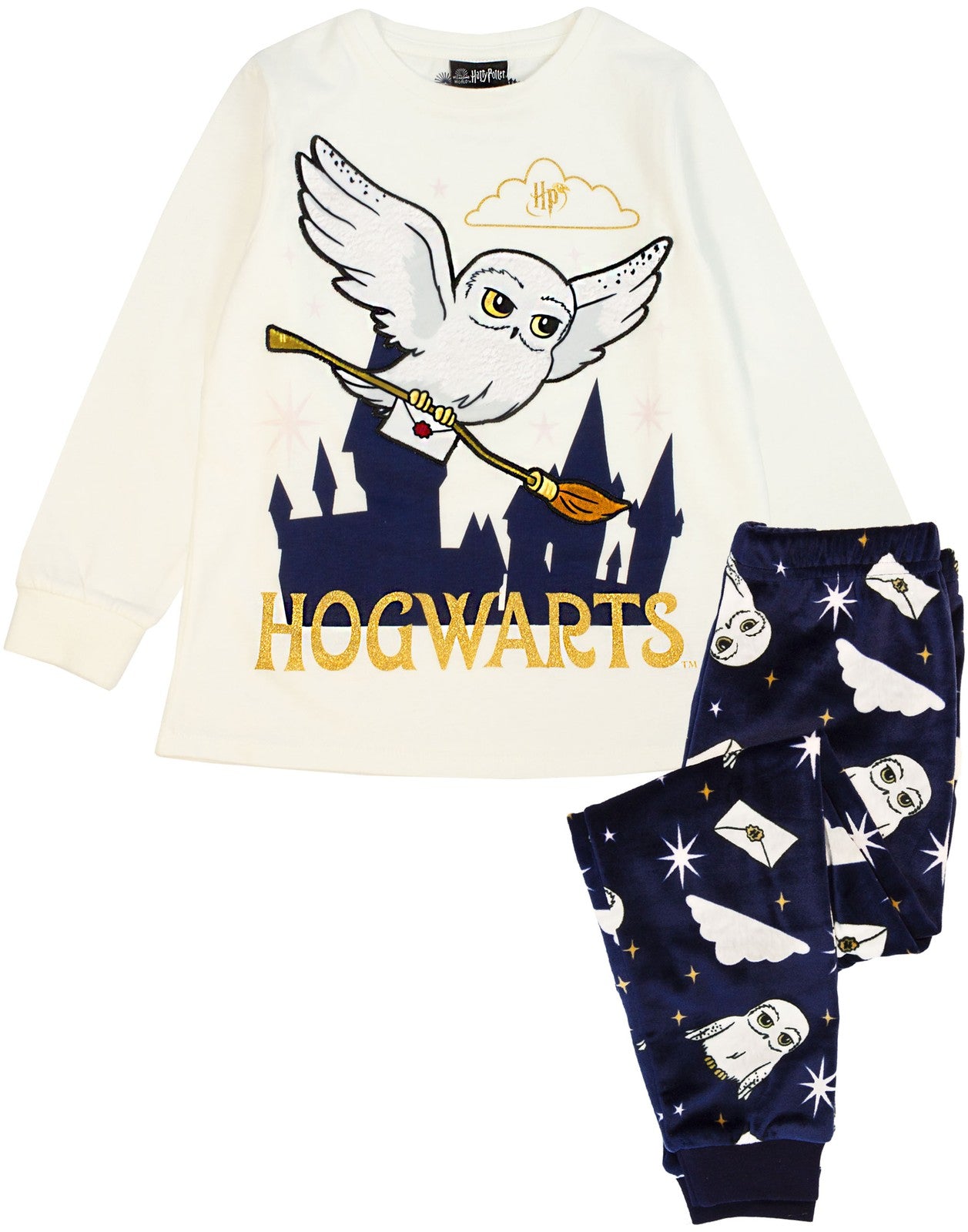 Harry Potter Long Sleeve Long Leg Pyjama Set | Girls White | Official Merch