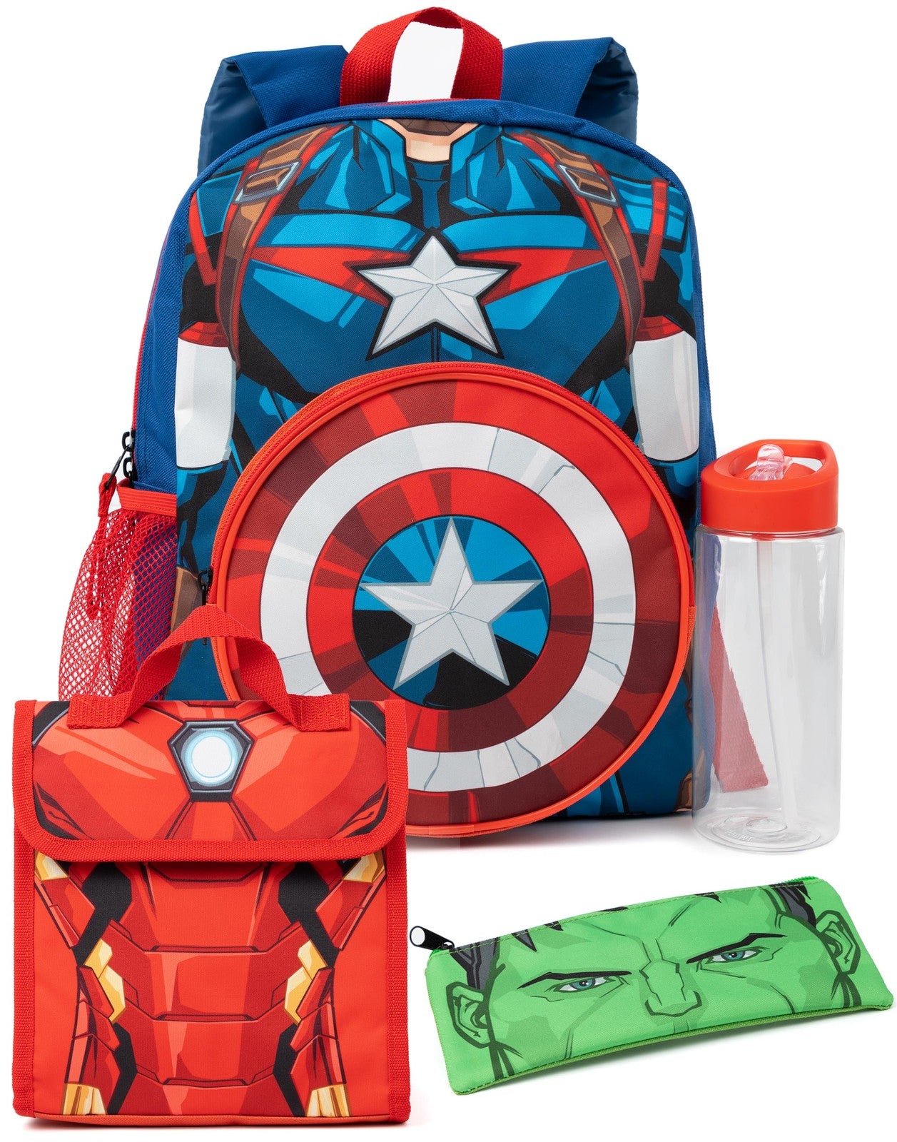 Marvel 4 Piece Backpack Set | Boys Blue Red Green | Official Merch