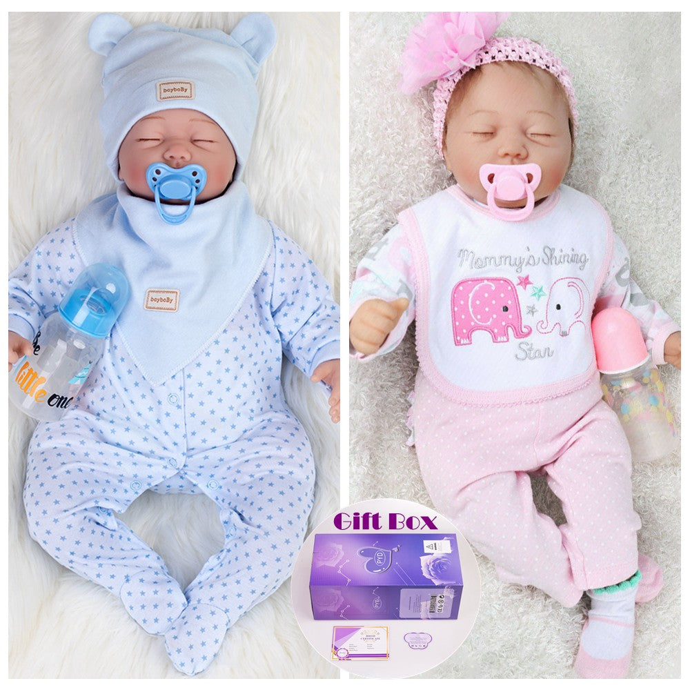 22" Realistic Reborn Baby Twins Lifelike Newborn Dolls Girl Boy Handmade Gifts