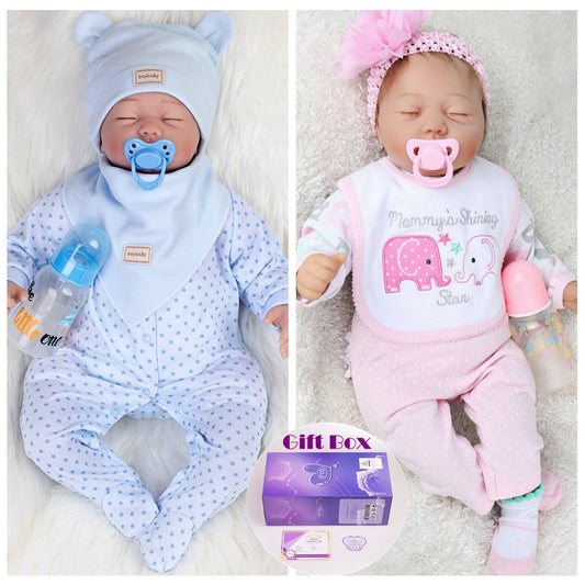22" Realistic Reborn Baby Twins Lifelike Newborn Dolls Girl Boy Handmade Gifts