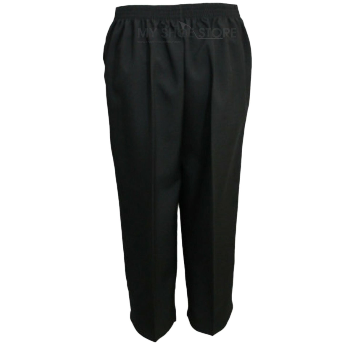 3/4 LENGTH WOMENS LADIES STRETCH ELASTICATED WAIST PLAIN PANTS CROPPED TROUSERS