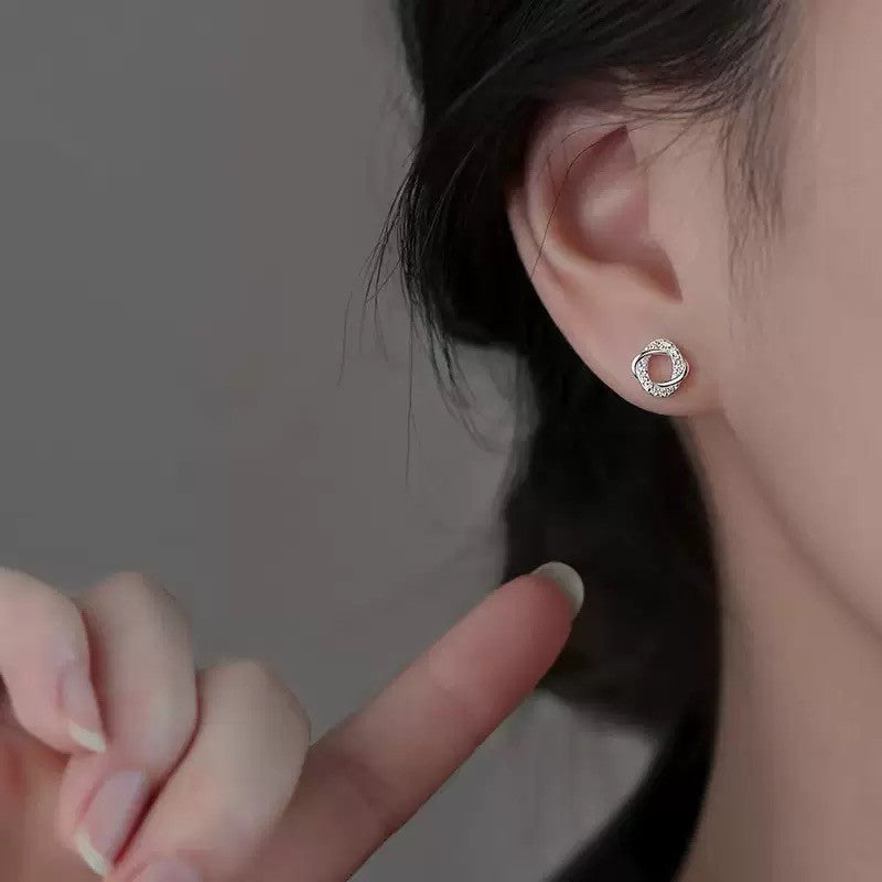 Crystal Swirl Fashion Stud Earrings Women 925 Sterling Silver Jewellery Gift