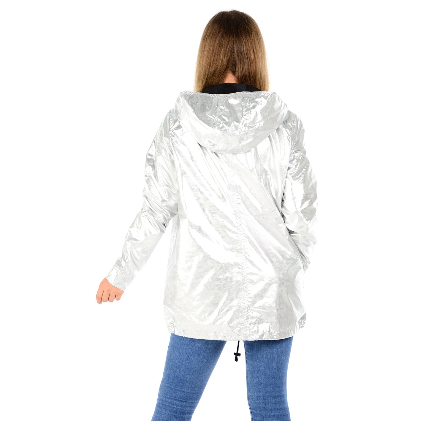 LADIES RAINCOAT WOMENS WATERPROOF FESTIVAL HOODED COAT PARKA RUBBERISED JACKET