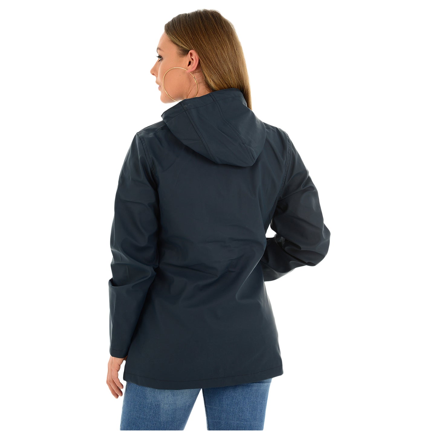 LADIES RAINCOAT WOMENS WATERPROOF FESTIVAL HOODED COAT PARKA RUBBERISED JACKET