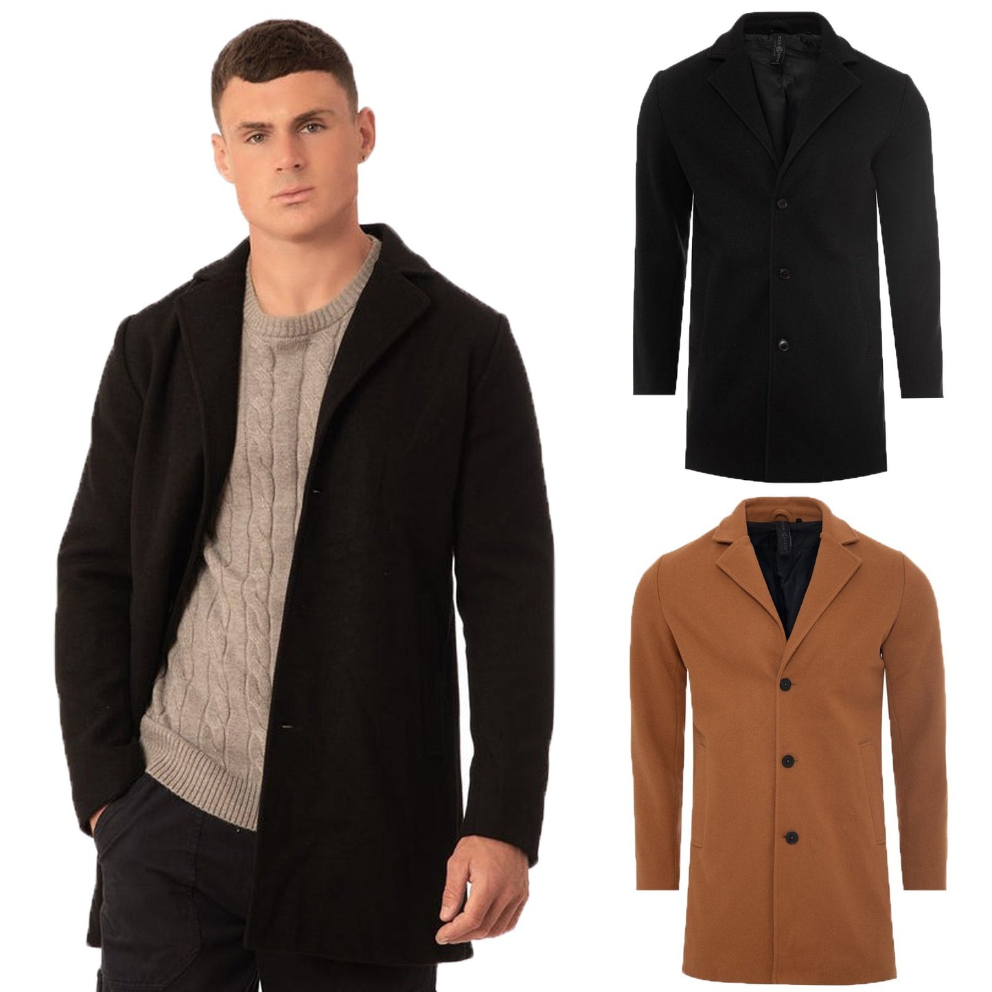 MENS TRENCH COAT CLASSIC SLIM FIT NOTCHED COLLAR STYLISH OVERCOAT OUTWEAR JACKET