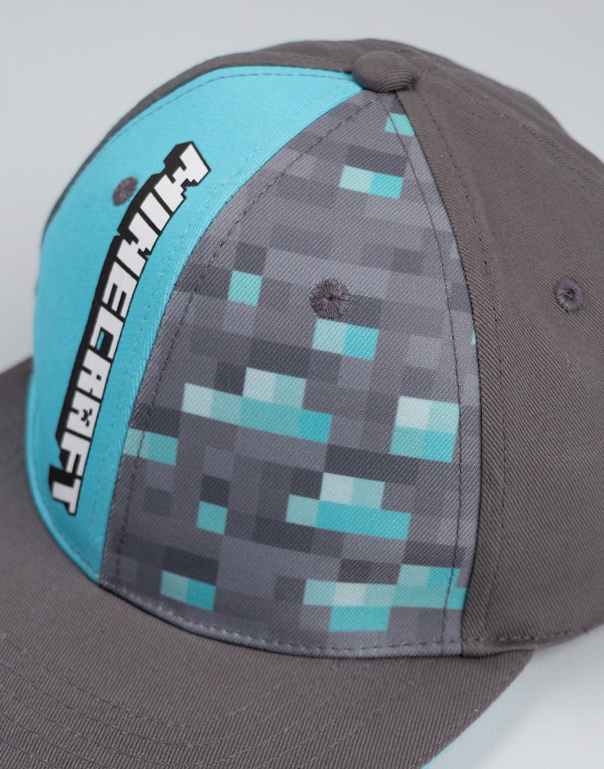 Minecraft Snapback Flat Cap | Boys Grey Gaming | Official Merch