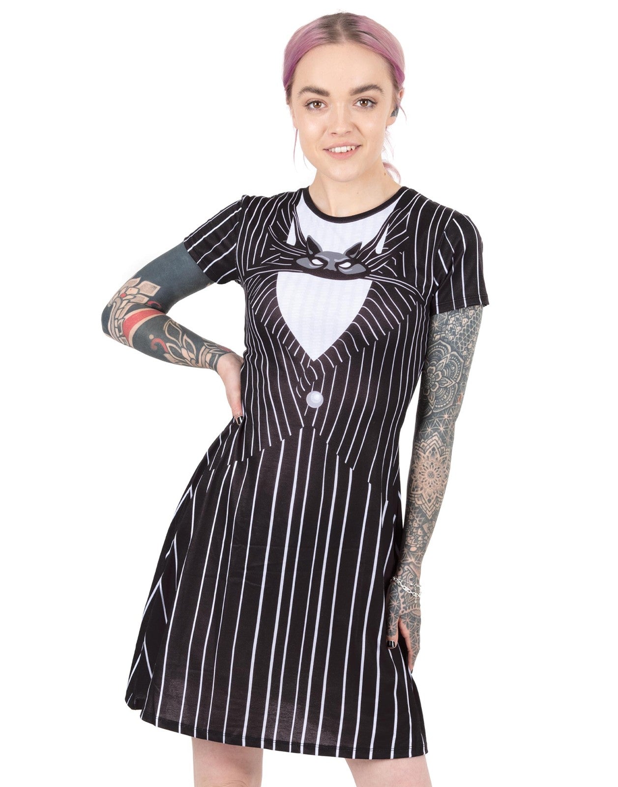 Disney Short Sleeve Skater Dress | Womens Black | Official Merch