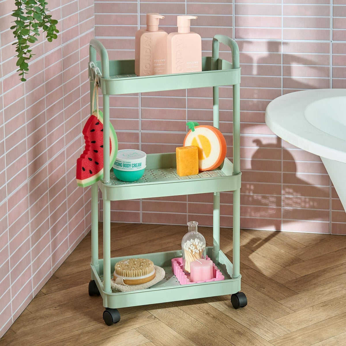 OHS Trolley Cart 3 Tier Roll Bathroom Storage Portable Kitchen Home Organiser