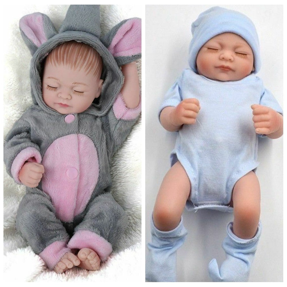 Lifelike Twins Reborn Baby Dolls Mini Newborn Girl Doll Full Body Silicone Vinyl