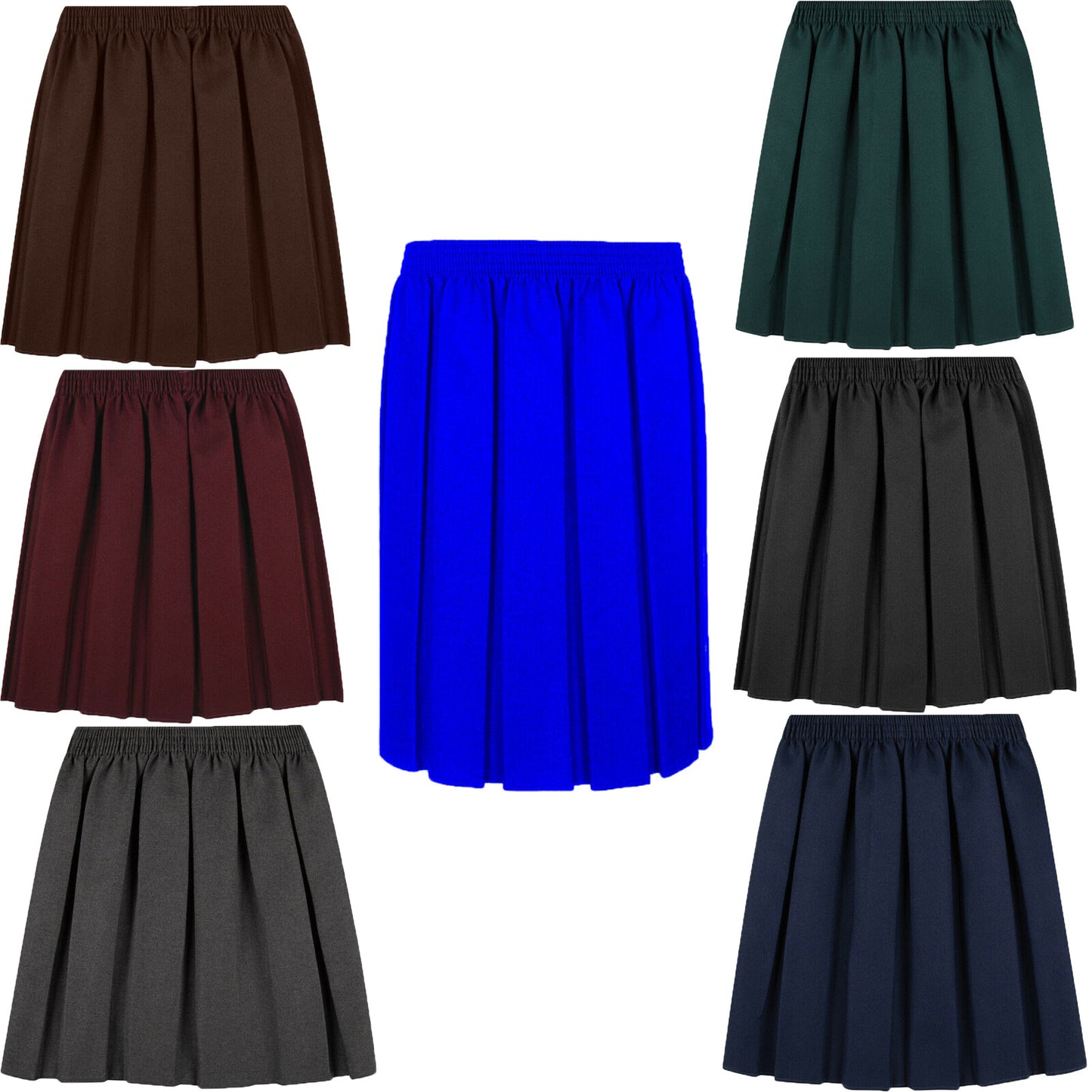 SCHOOL UNIFORM SKIRT GIRLS BACK TO SCHOOL UK BOX PLEATED ROUND ELASTICATED WAIST