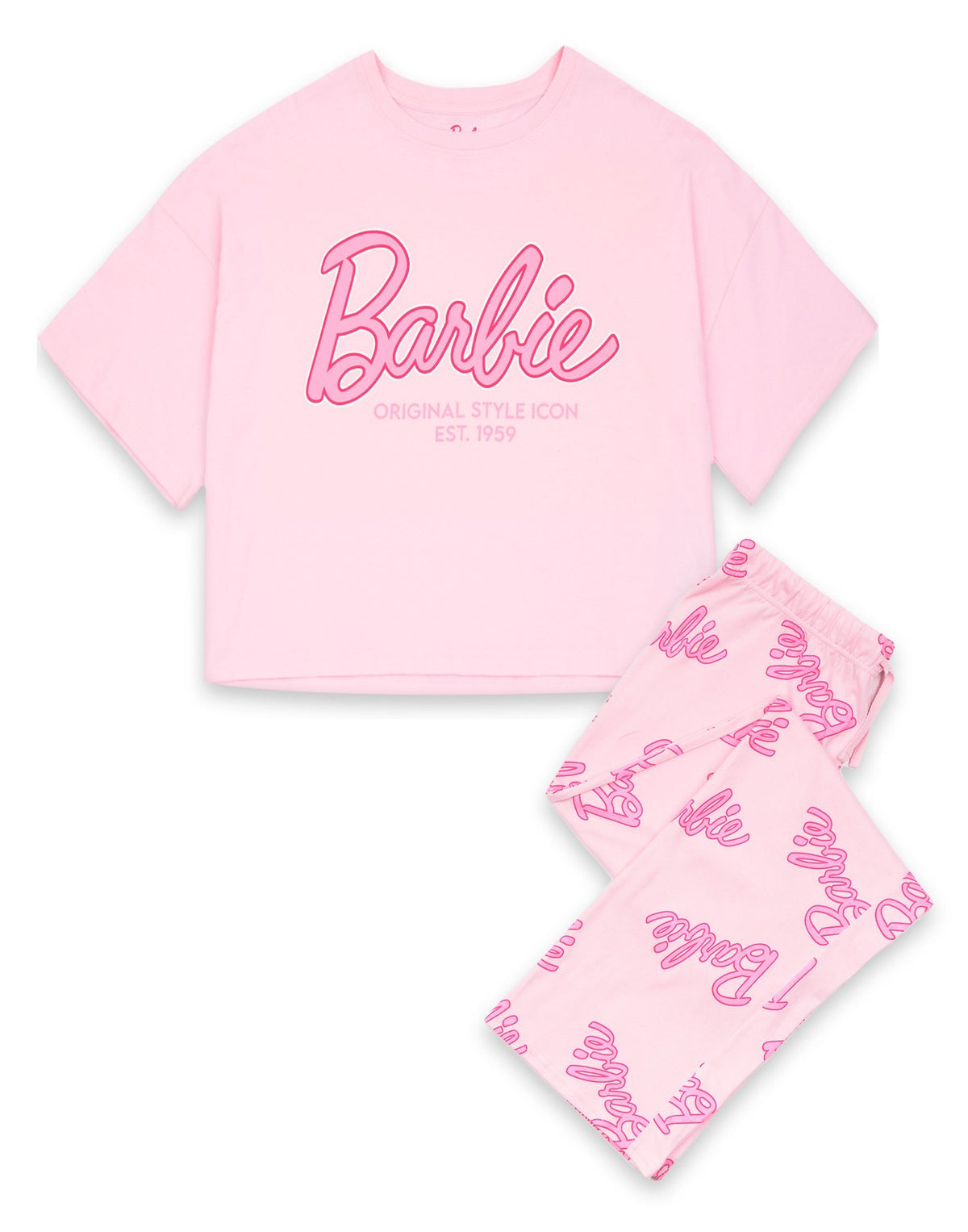 Barbie Short Sleeve Long Leg Pyjama Set | Womens Pink | Official Merch