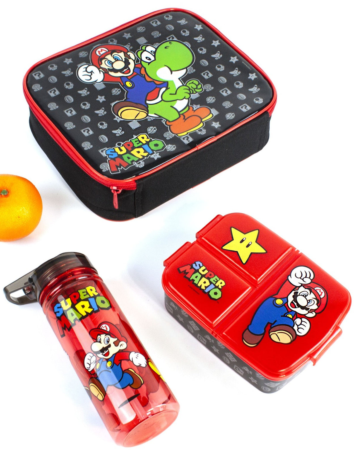 Nintendo Lunch Bag Bottle and Snack Pot | Unisex Kids Black | Official Merch