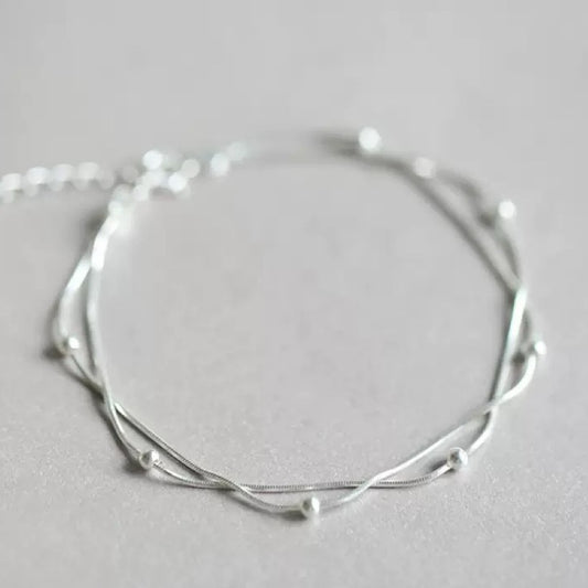 925 Sterling Silver Beaded Linked Bracelet Women Girls Jewellery Gift UK