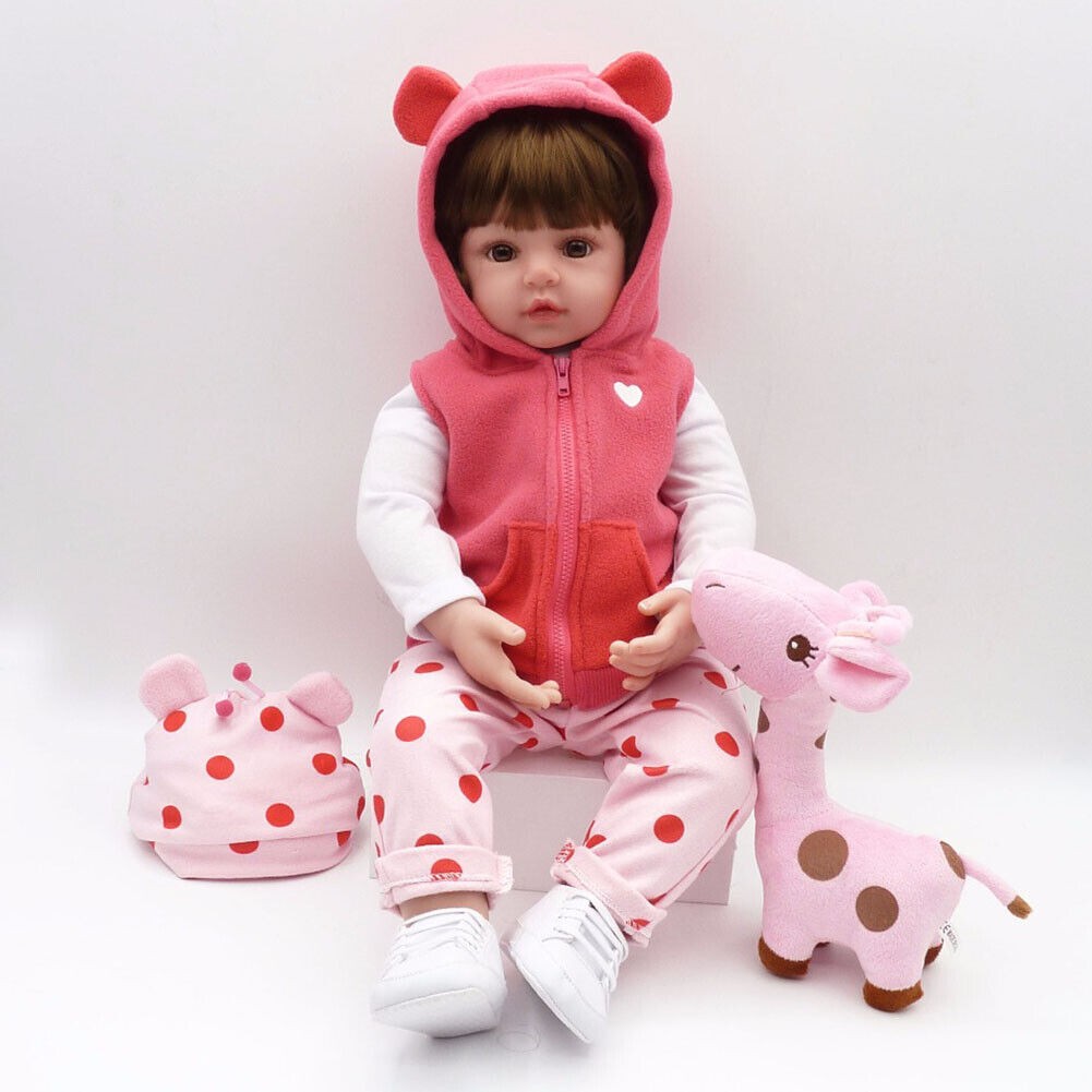 Lifelike Reborn Dolls Vinyl Silicone 18in Realistic Newborn Baby Girl Doll Gift