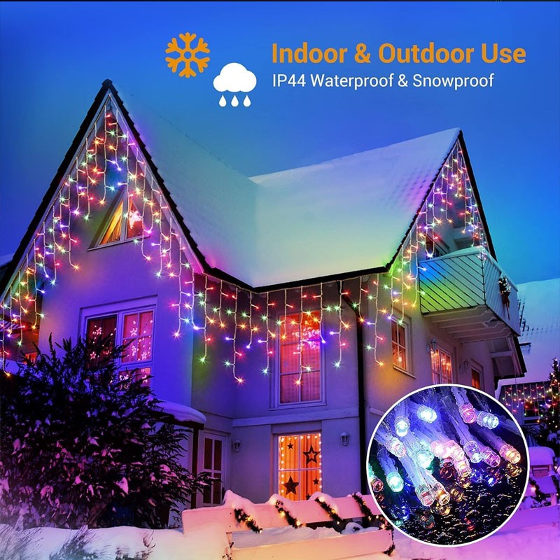 CHRISTMAS LED WHITE SNOWING ICICLE BRIGHT PARTY WEDDING XMAS OUTDOOR LIGHTS