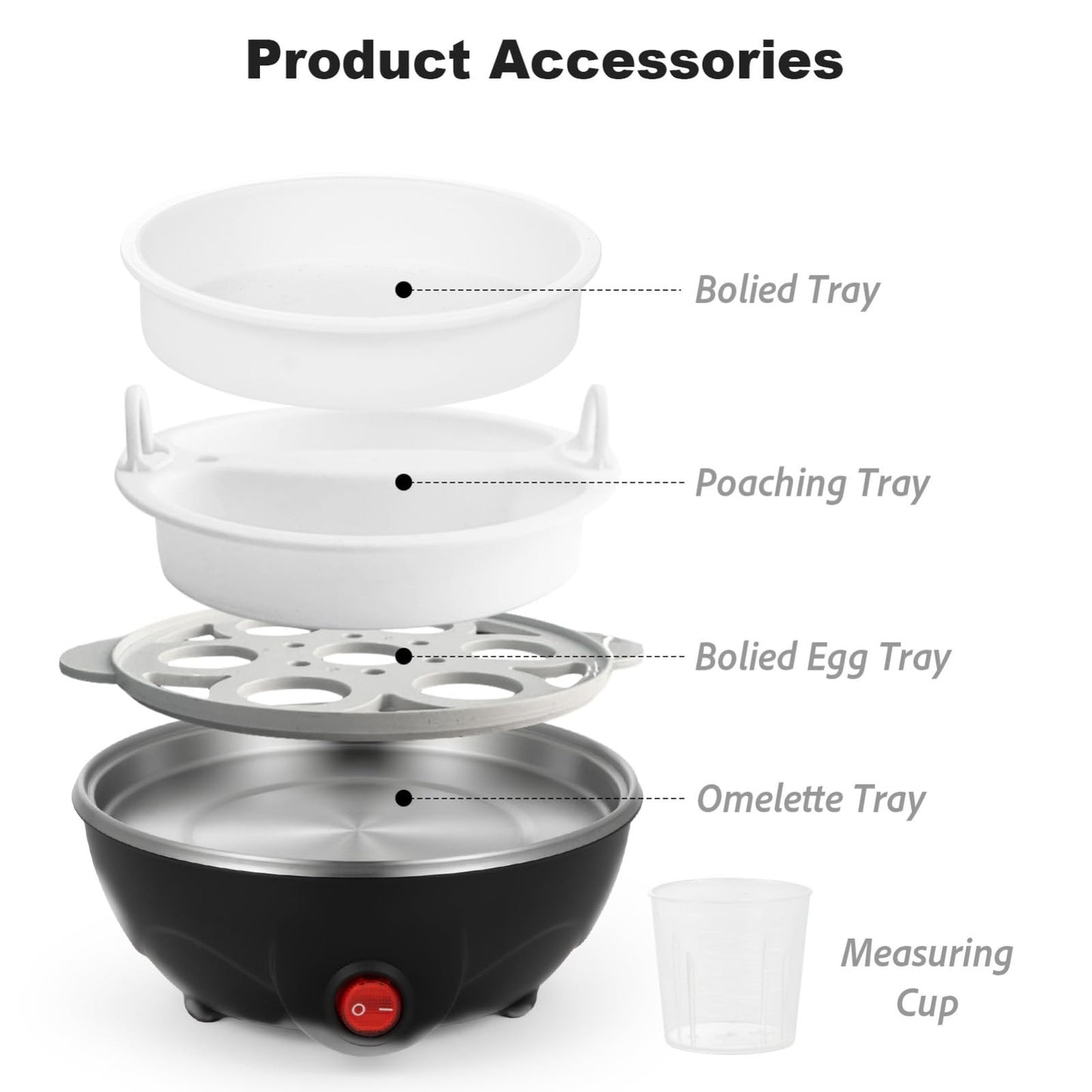 3-in-1 Electric Egg Cooker 7-Egg Capacity Omelette Maker & Steamer Breakfast