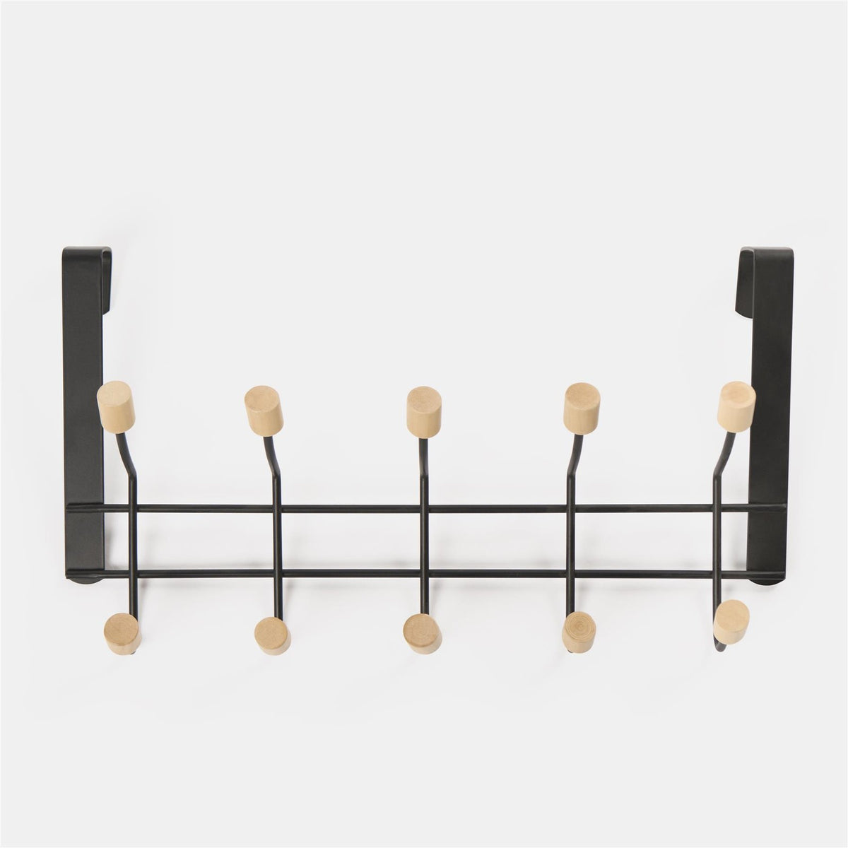 Over Door 10 Hooks Coat Hanger Wood Organiser Space Saving Home Storage Rail