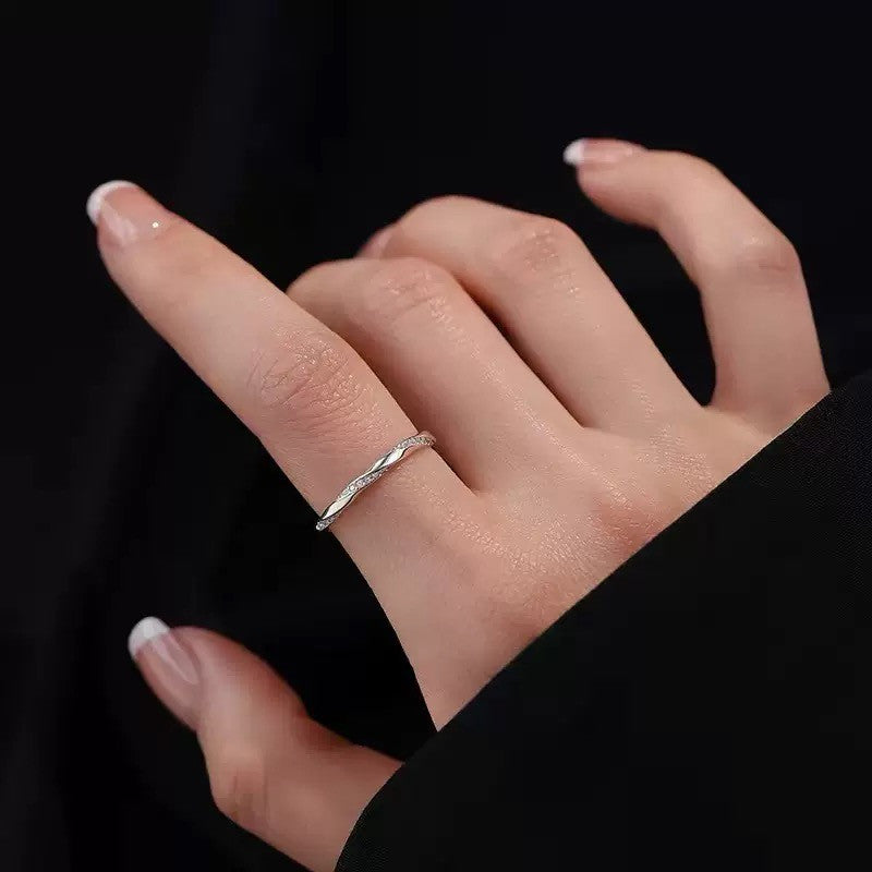 925 Sterling Silver Crystal Fashion Adjustable Ring Women Girls Jewellery Gift