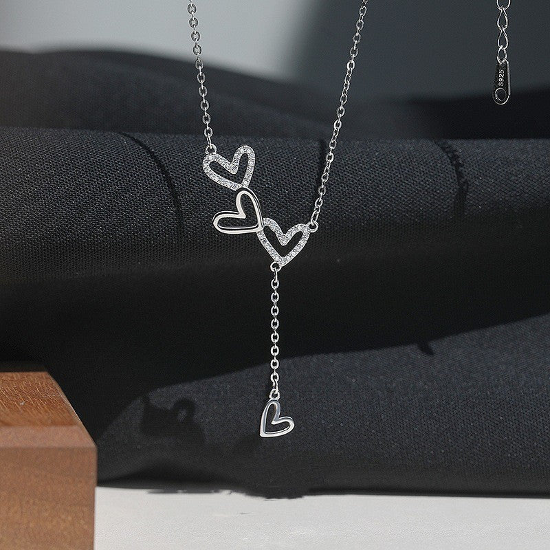 925 Sterling Silver Heart Linked Choker Necklace Women Girls Jewellery Gift UK