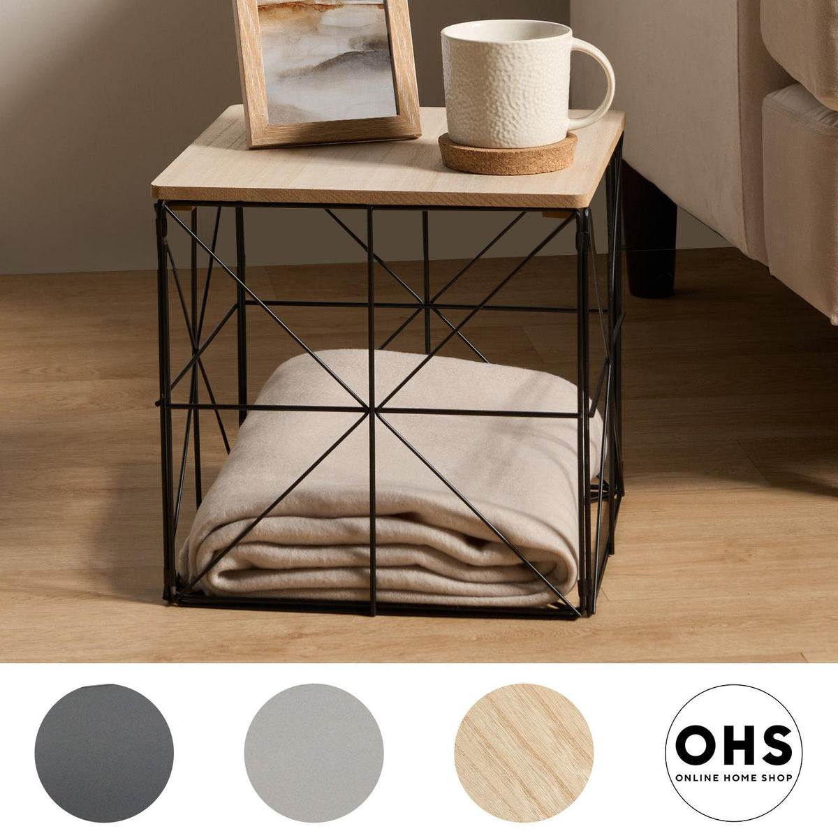 Cube Storage Basket Table Folding Wire Organiser Living Room Home Decor Bedroom