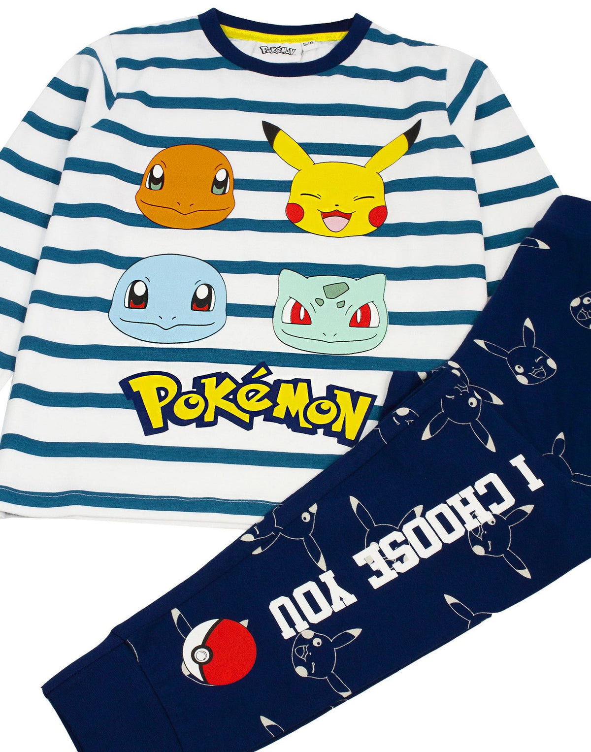 Pokemon Long Sleeve Long Leg Pyjama Set | Unisex Kids White | Official Merch