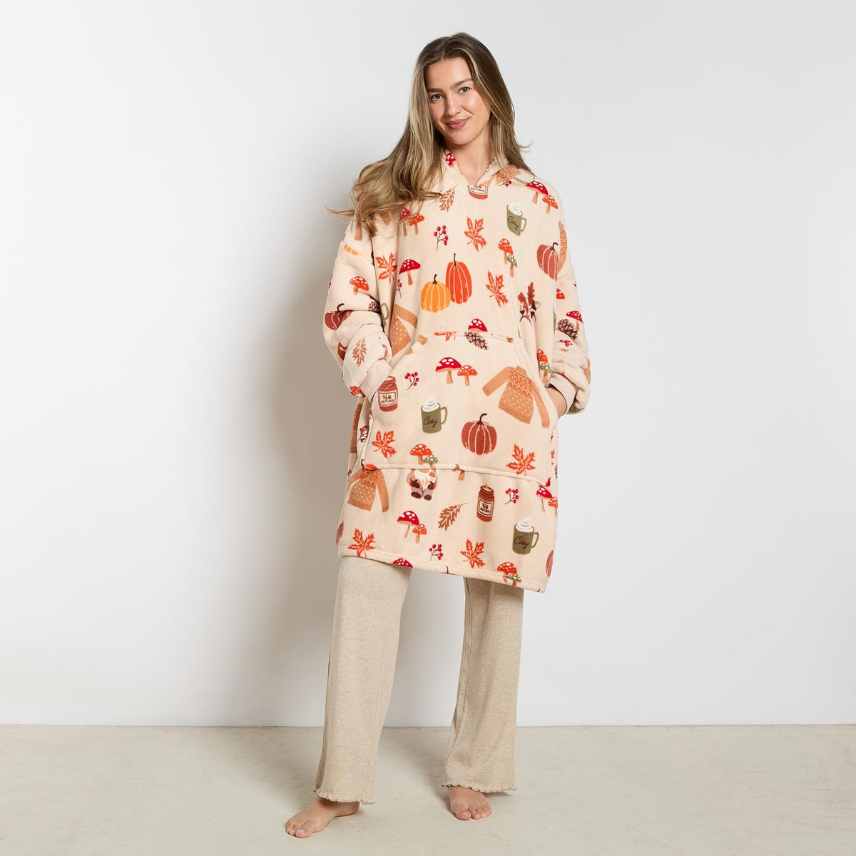OHS Autumn Hoodie Blanket Wearable Fleece Soft Throw Oversized Big Warm Jumper