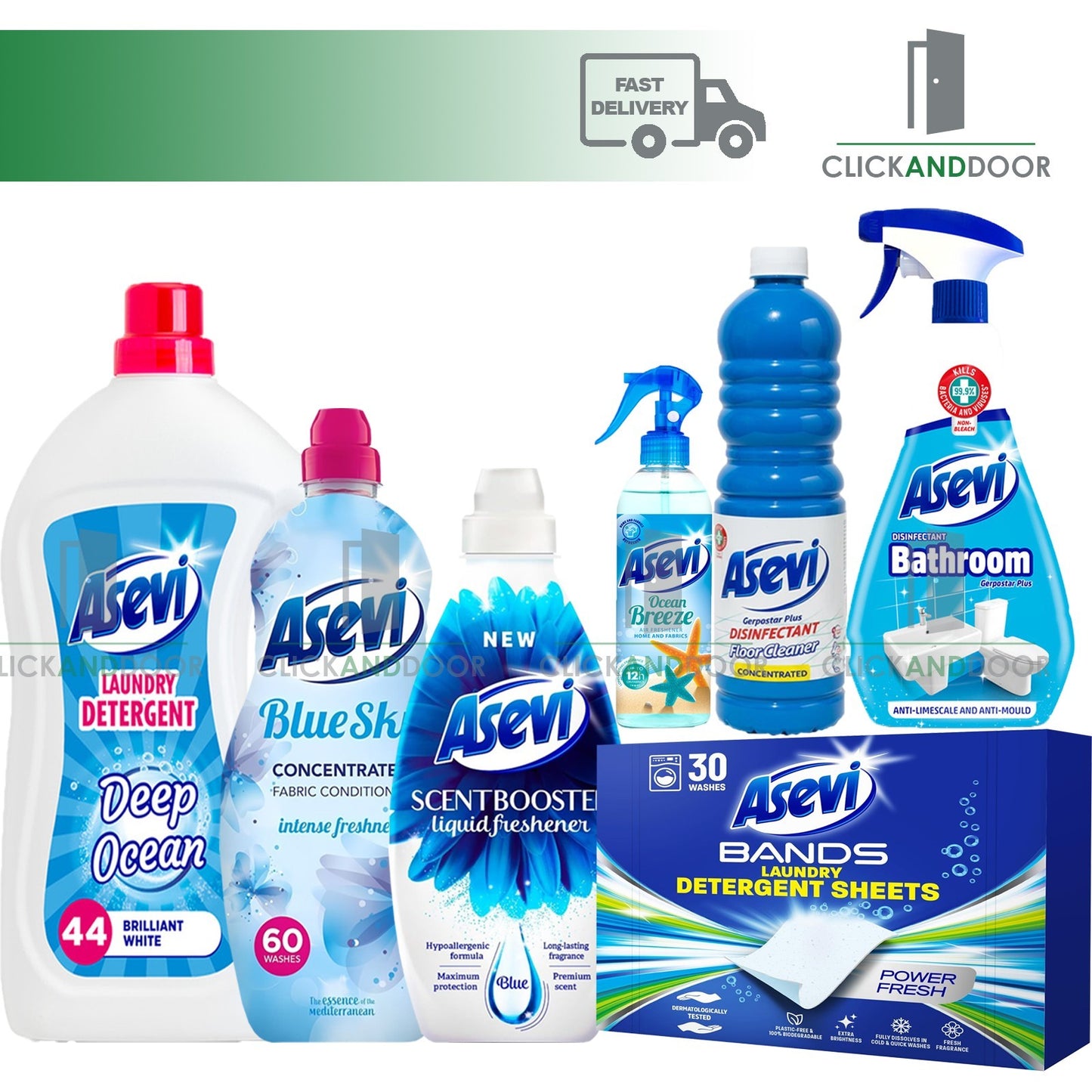Asevi Laundry & Fabric Care Bundle Set Colonia 3pc Green 5pc/ Pink 6pc/ Blue 7pc