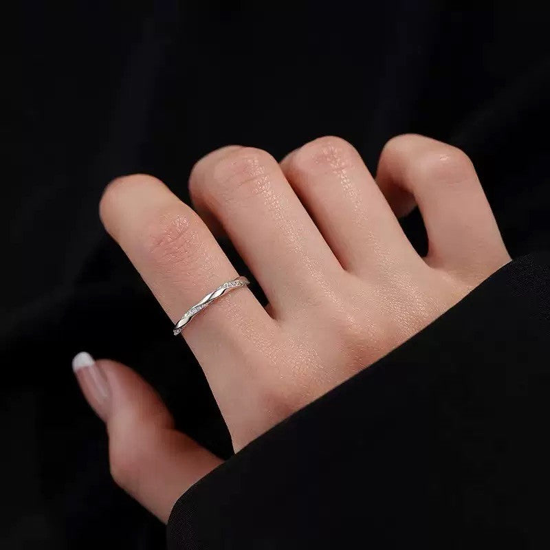 925 Sterling Silver Crystal Fashion Adjustable Ring Women Girls Jewellery Gift
