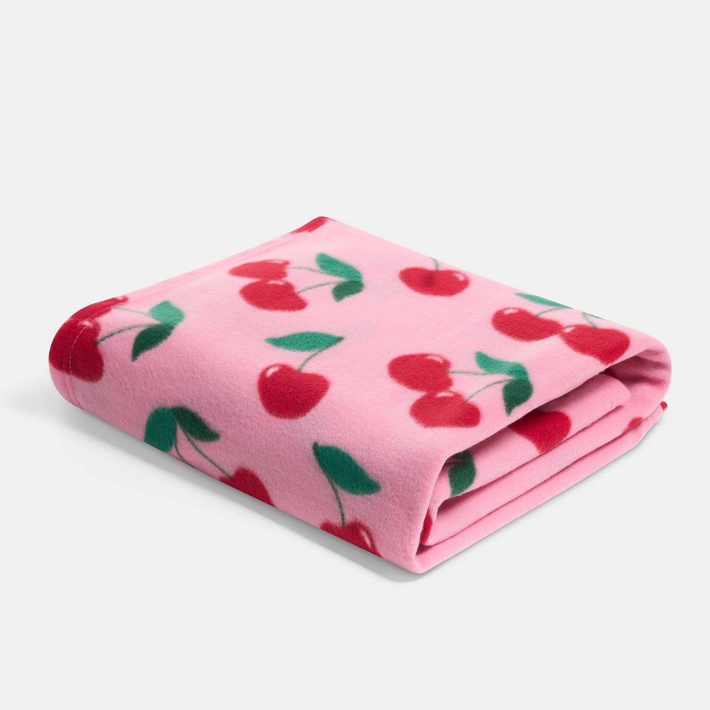 OHS Cherry Print Throw Soft Blanket Polar Fleece Lightweight Bedspread