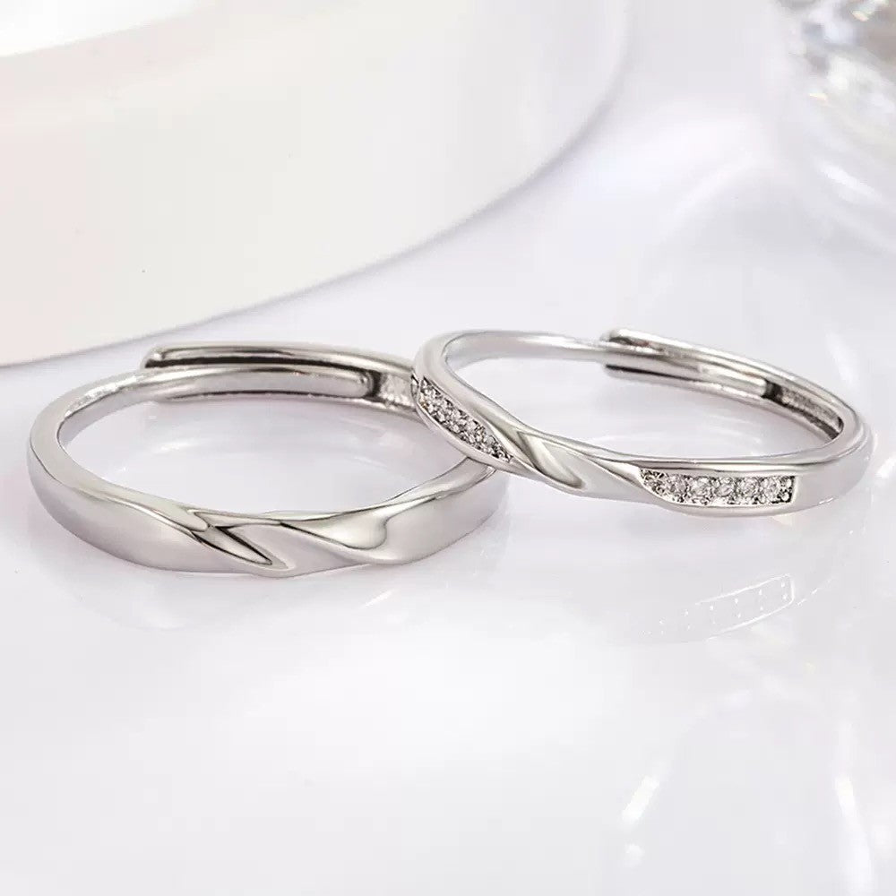 925 Sterling Silver Crystal Stone Adjustable Ring Engagement Women Jewellery UK