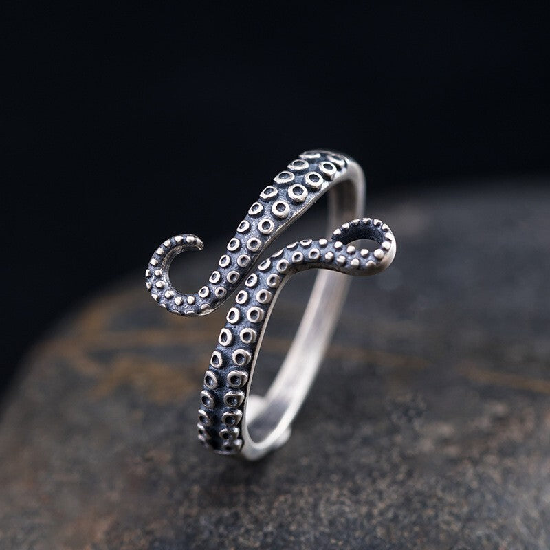 925 Sterling Silver Vintage Octopus Adjustable Ring Women Girls Jewellery Gift
