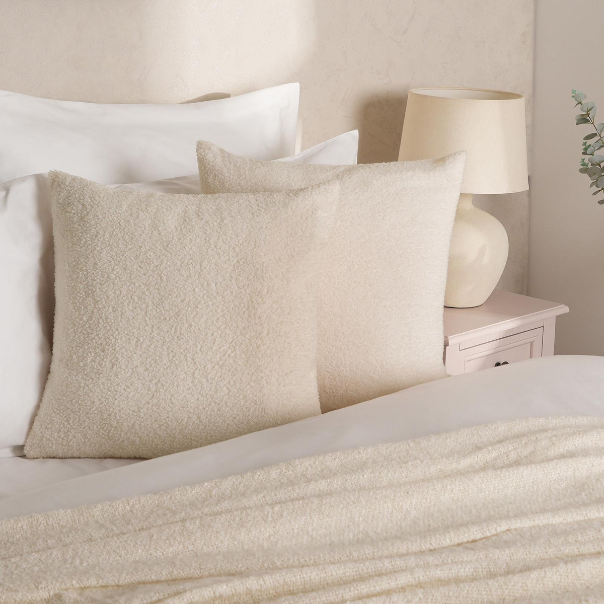 OHS Boucle Cushion Covers  2 Pack Teddy Fleece Square Pillowcases Home Decor