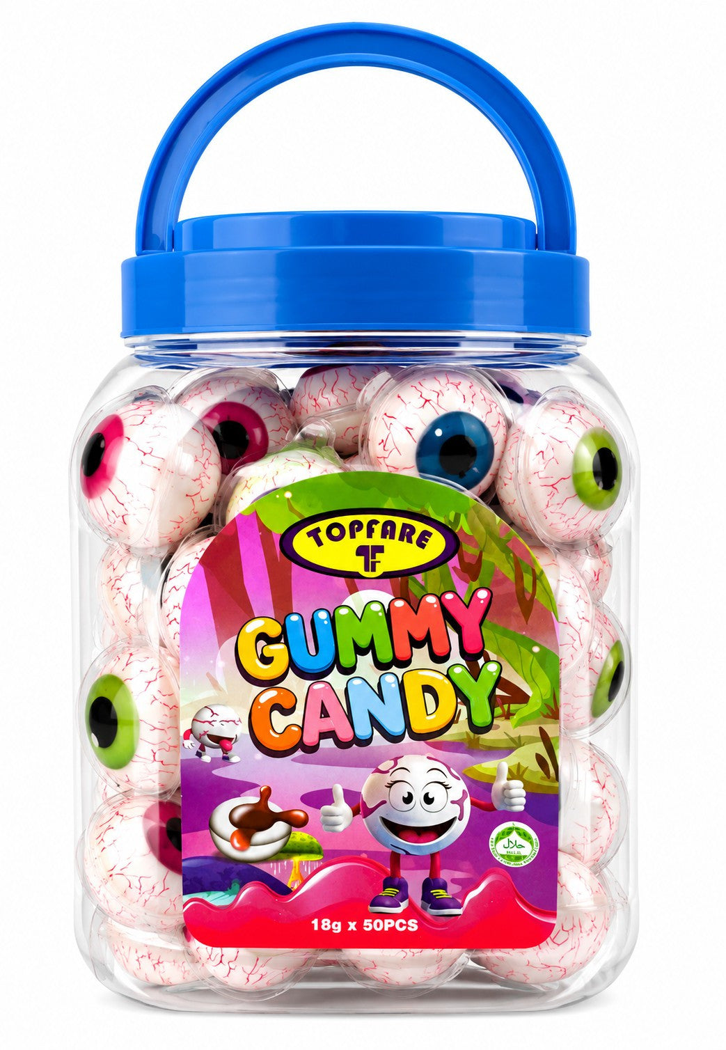 Eye Ball Gummy Juicy Filled Sweets 50 x 18g Halal Halloween Kids Party Bag Gifts