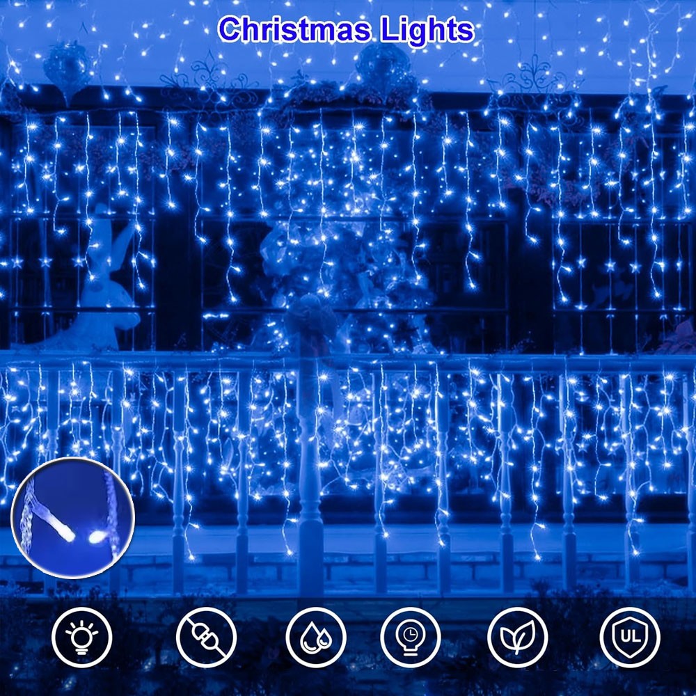 CHRISTMAS LED WHITE SNOWING ICICLE BRIGHT PARTY WEDDING XMAS OUTDOOR LIGHTS