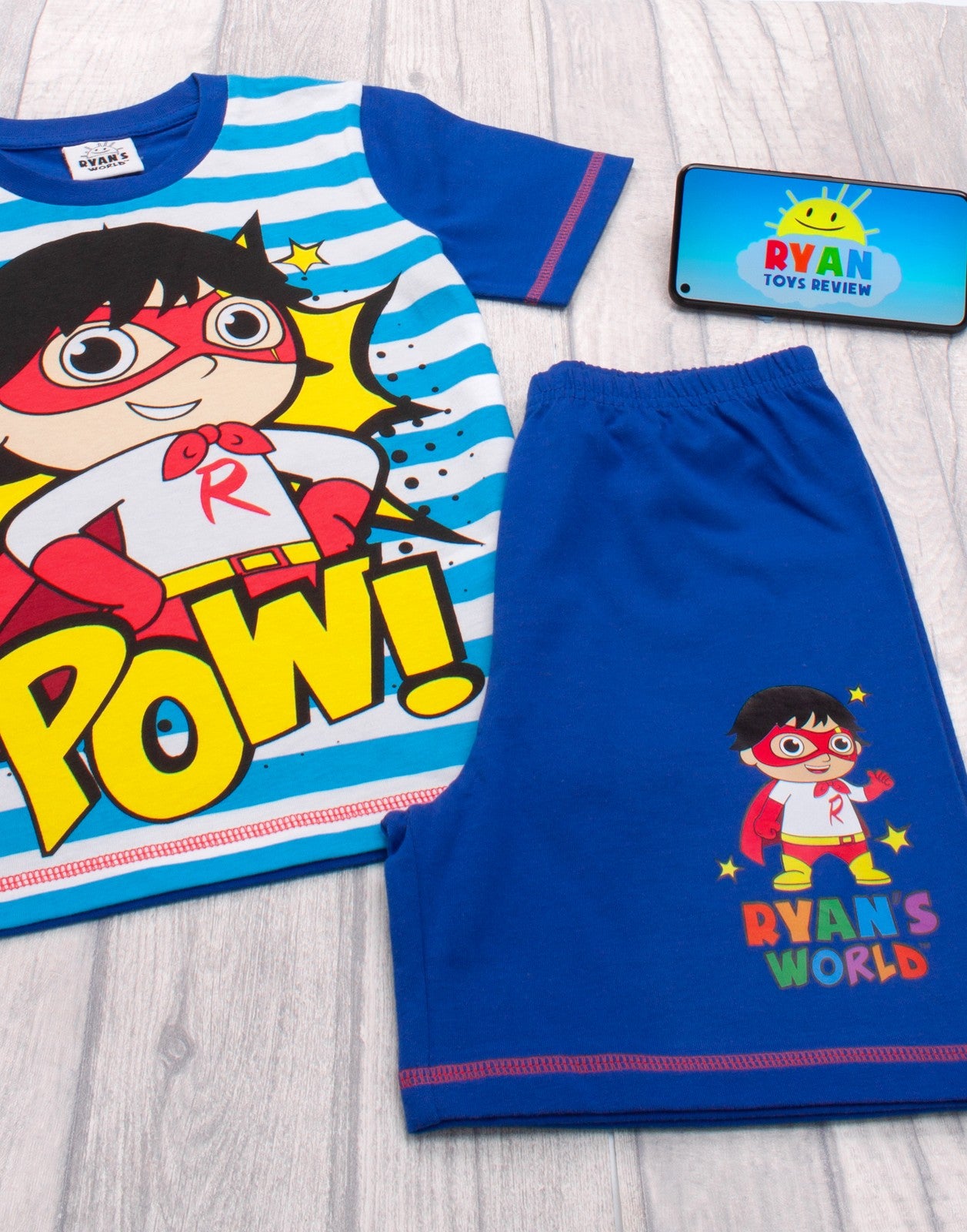 Ryans World Short Sleeve Short Leg Pyjama Set | Boys Blue | Official Merch