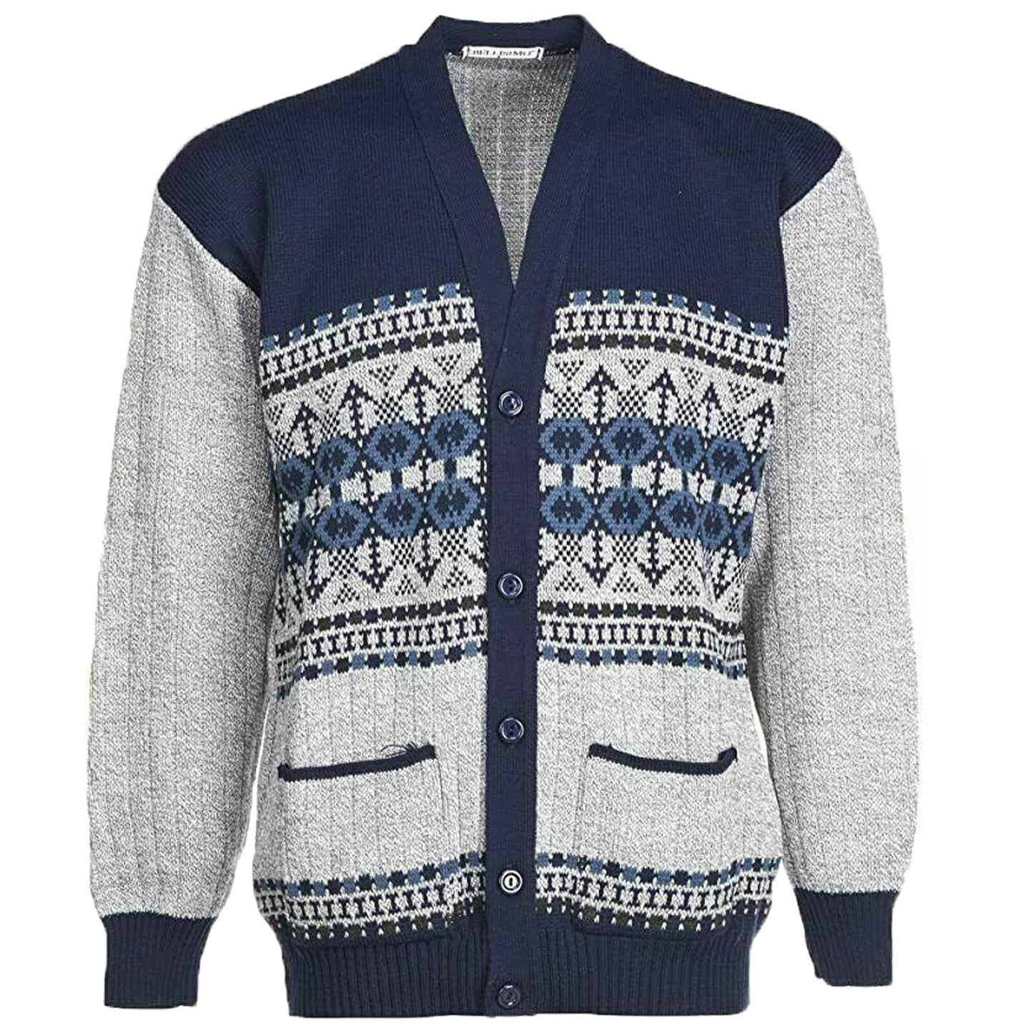 MENS AZTEC PATTERN CARDIGAN ZIP POCKET THICK WINTER WARM SWEATER KNITTED JUMPER