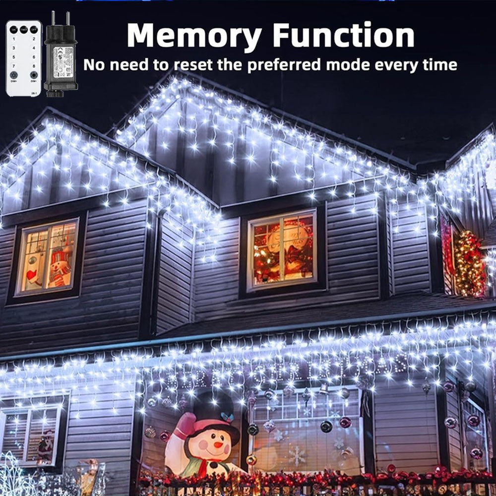 CHRISTMAS LED WHITE SNOWING ICICLE BRIGHT PARTY WEDDING XMAS OUTDOOR LIGHTS
