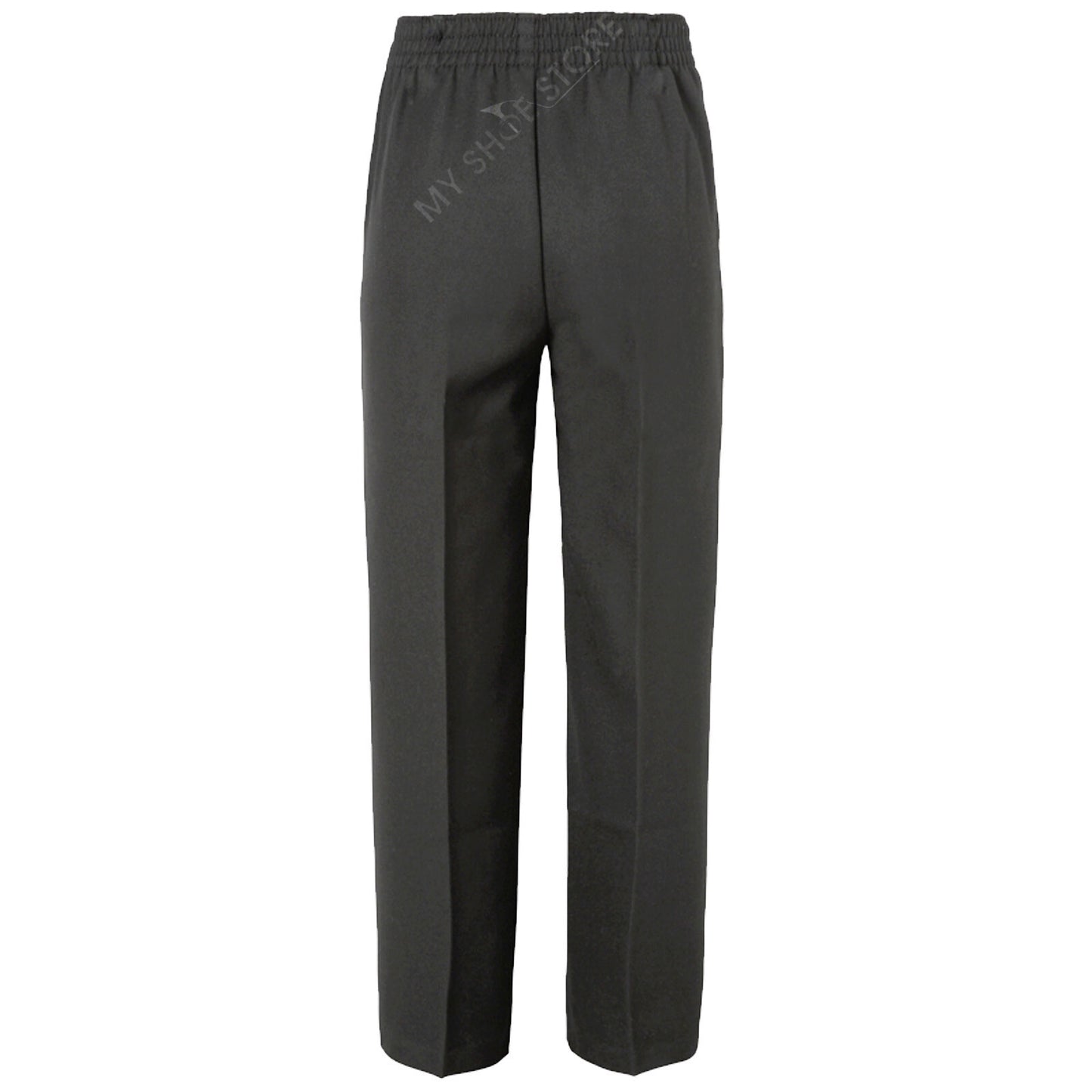 BOYS KIDS CHILDREN SCHOOL UNIFORM TROUSERS PULL UP HALF ELASTICATED TEFLON PANTS