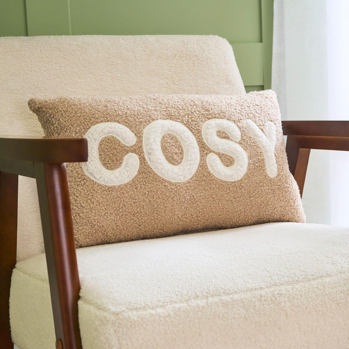 OHS Slogan Scatter Pillow Soft Boucle Sofa Bed Decor Filled Cushion Back Support