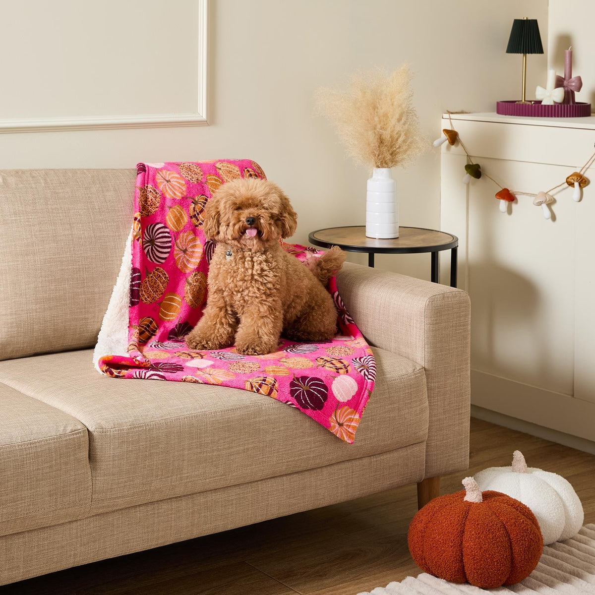 OHS Printed Pet Blanket Reversible Sherpa Fleece Dog Cats Thermal Calming Throw