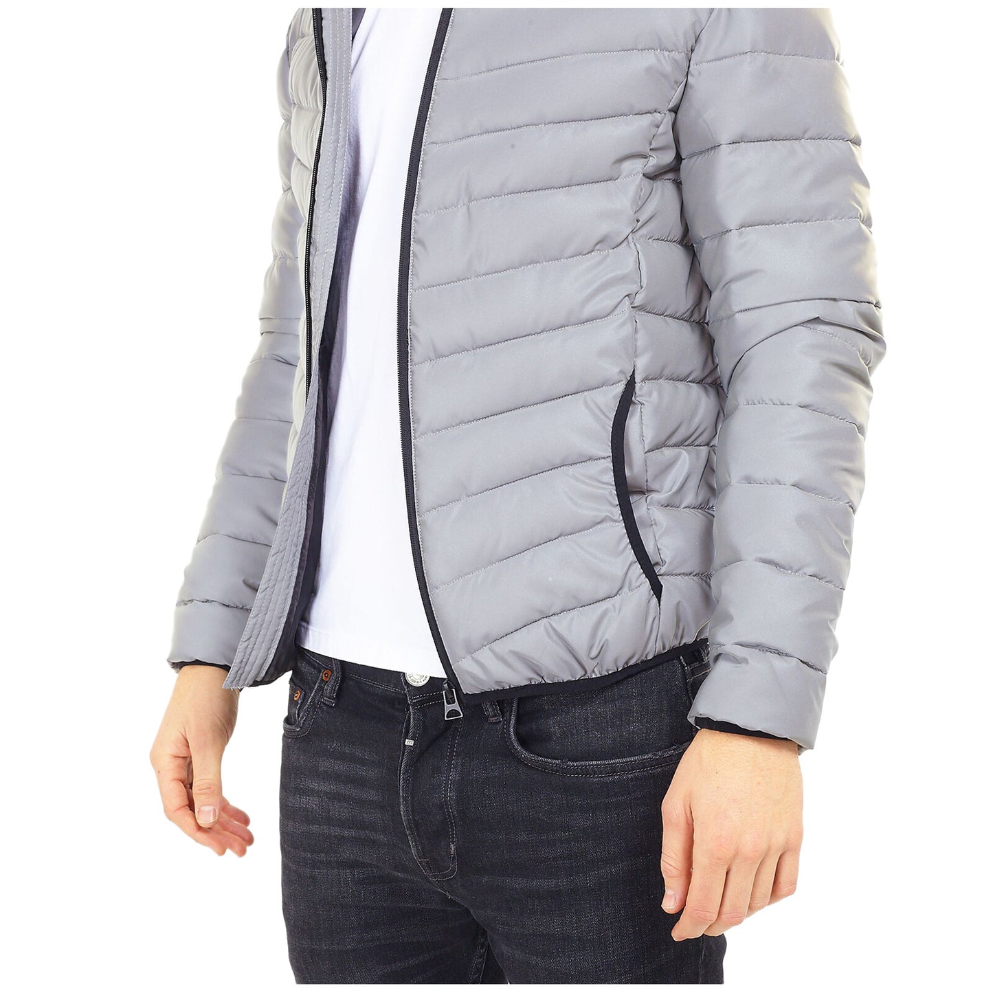 BRAVE SOUL MEN QUILTED HOODED PADDED BOMBER JACKET WARM BUBBLE PUFFER PUFFA COAT