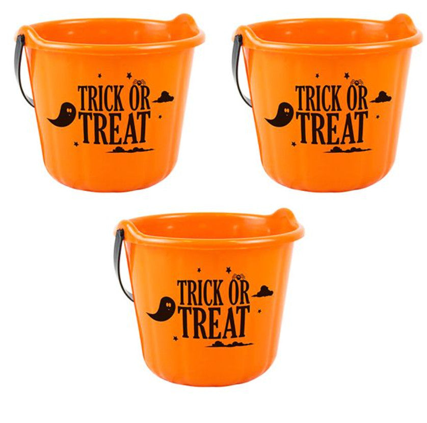 3x Halloween Trick Treat Buckets Kids Pumpkin Candy Holder Party Bag Accessories